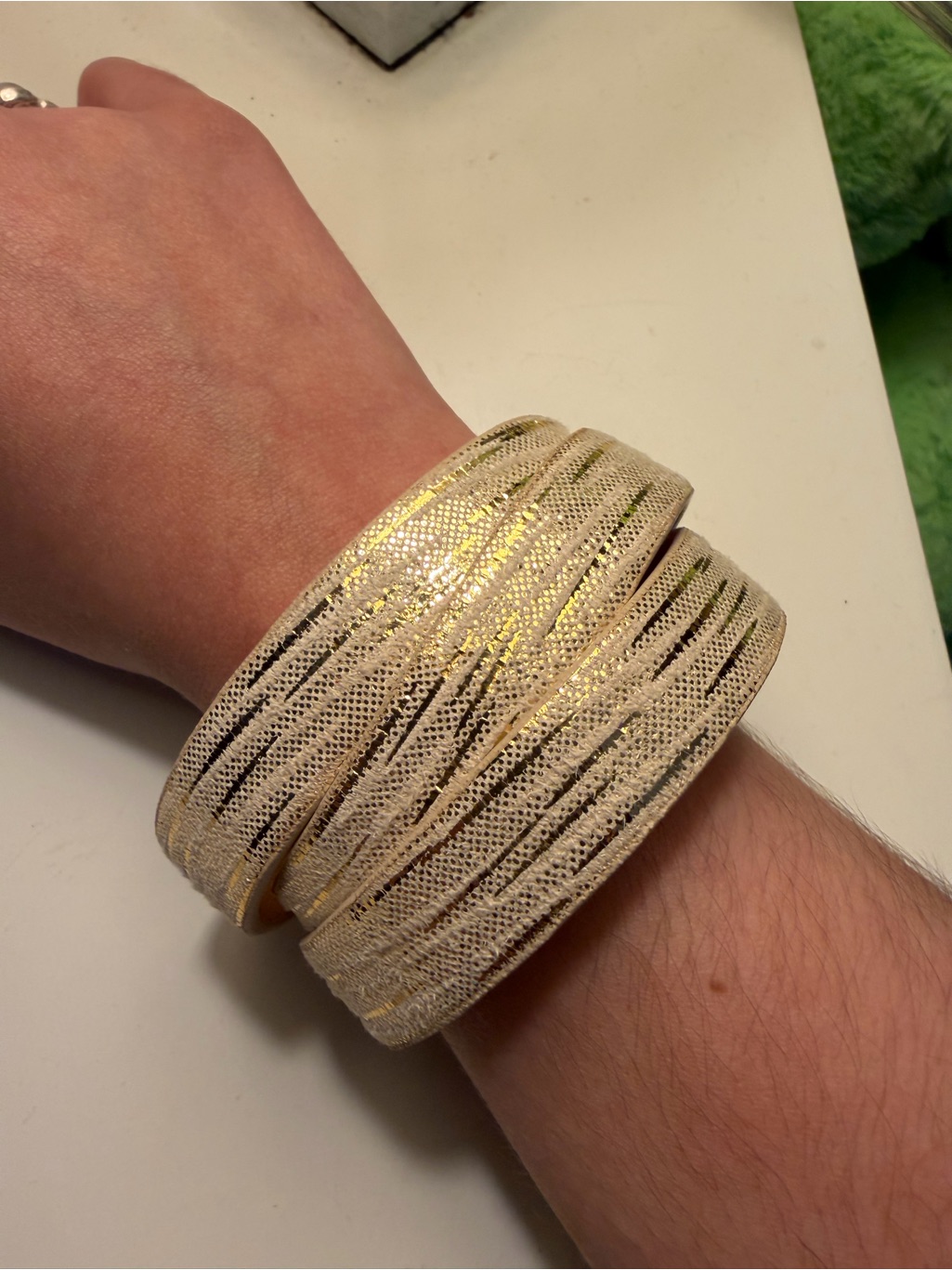 Gold Textured Woven Bandage Wrap Clasp Cuff Bracelet